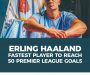 Erling Haaland fastest player to reach 50 premier league goals
